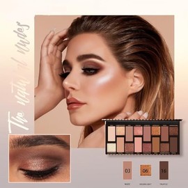 Kit de Maquillaje para Mujer, Incluye Paleta de Sombras de Ojos de 16 Colores, Rubor, Paleta base correctora, delineador de ojos, Esponja, Brocha, Lápiz para Cejas