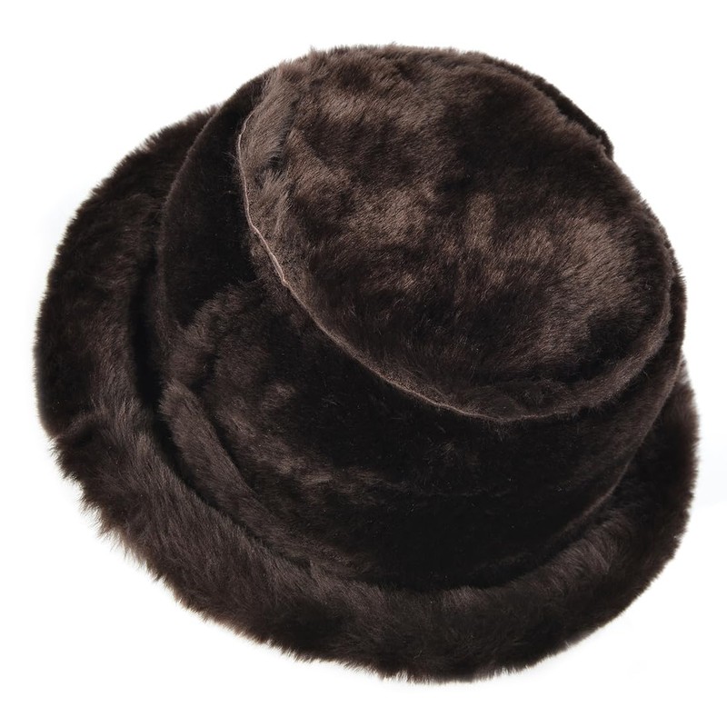 Harssidanzar Mens and Womens Winter Shearling Bucket Hat Lambskin Leather