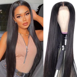 Human Hair Wig Pre Plucked 13x4 Straight Closure Wigs Breathable And Comfortable Closure Lace Front Brazilian Hair Wigs Straight Human Hair for Women 18 Inch