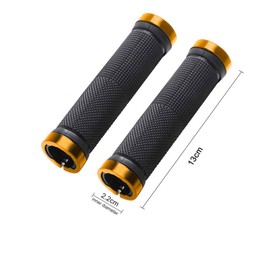Dilif Bicycle Grips Handle Grips 0.9 inches (22 mm) Anti-Slip Rubber Left and Right Pair with Hex Wrench BMX Folding Bicycle Cross Bike, Gold Color