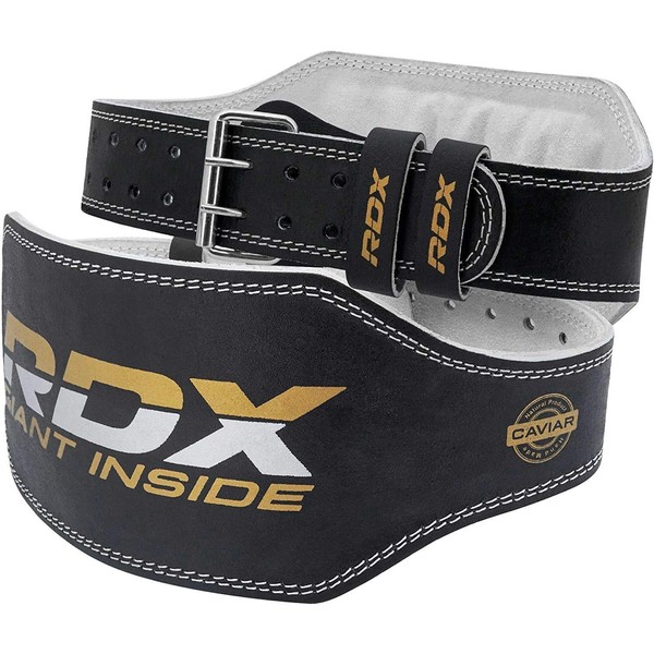 RDX Weight Lifting Belt for Fitness Gym-Adjustable Leather Belt with 6 inch Padded Lumbar Back Support - Great for Bodybuilding, Functional Training, Powerlifting, Deadlifts Workout & Squats Exercise