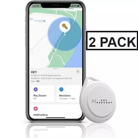 One percent Key Finder Waterproof Tracker Tag orks with Apple Find My (iOS Only) GPS Tracker - 2PACK