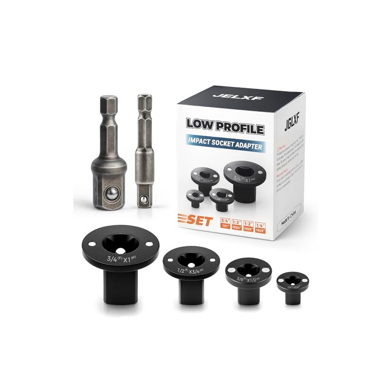 Low Profile Impact Socket Adapter Set, 3/8" to 1/2", 1/4"