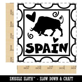Spain Passport Travel Square Rubber Stamp for Stamping Crafting - 1.25in Small