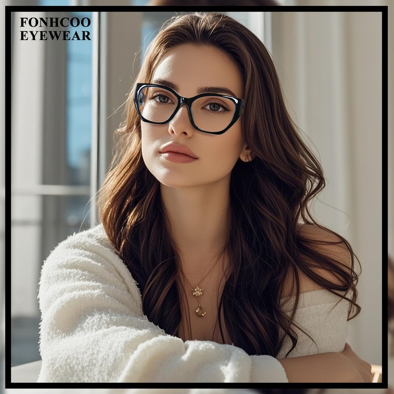 FONHCOO Bifocal Reading Glasses for Women, Cat Eye Blue Light