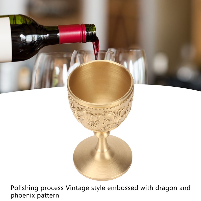Gold Chalice Retro Embossed Style Thickened Brass Luxurious Elegant Luster