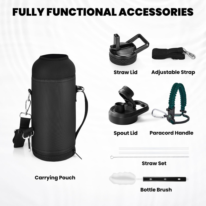 RAYMYLO Insulated Water Bottle 40 oz, Triple Wall Vacuum Stainless