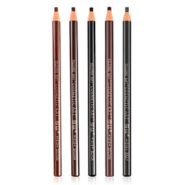 Set 5 Lapiz Cera Diseño y Rellenado Cejas Microblading Desenrrollable Punta Automatica Firme 5 Tonos Diferentes Maquillaje Cejas Facial Cosmetico Olvidate de Sacar Punta