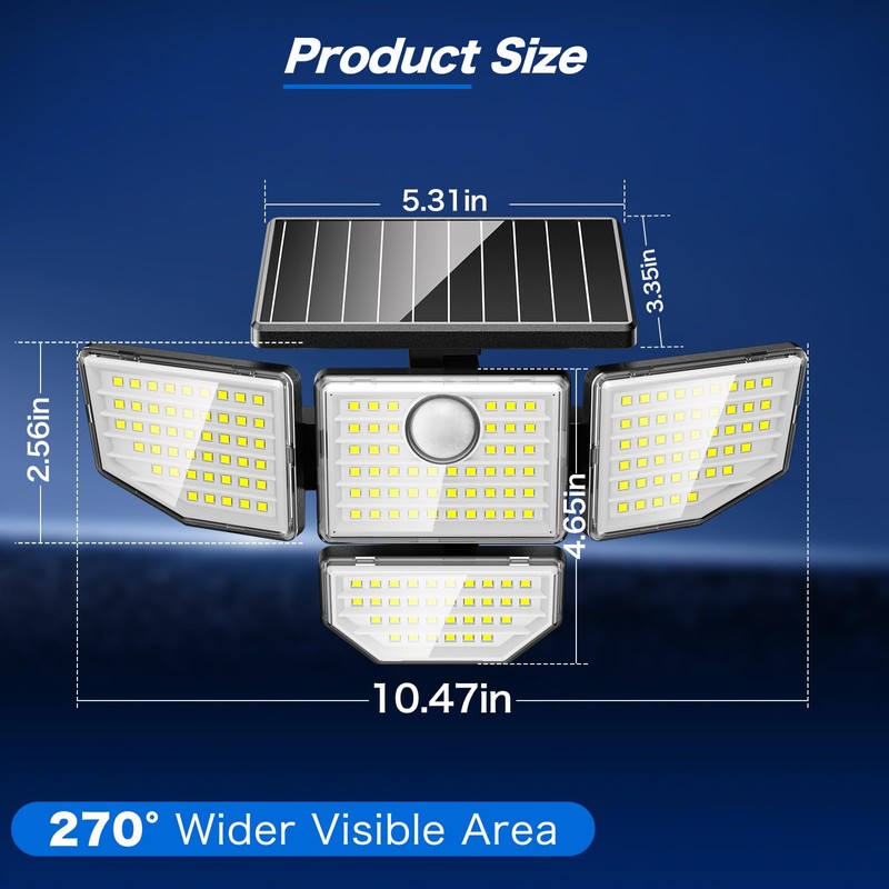 Adewalk Outdor Security Solar Light -4Pack 188 LED Solar Motion