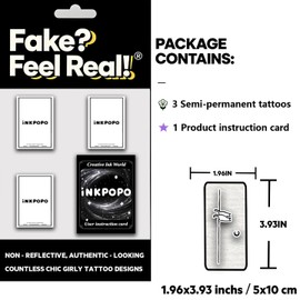 INKPOPO 3 Sheets Semi-Permanent Tattoos for Adults | 7-15 Days Longwear | Waterproof & Realistic Finish | Adult Art Temporary Tattoos | Cute Cat Series 064