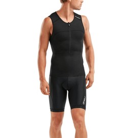 2XU UK Men Active Triathlon Singlet - MT5541A Singlet - Black/Black, M
