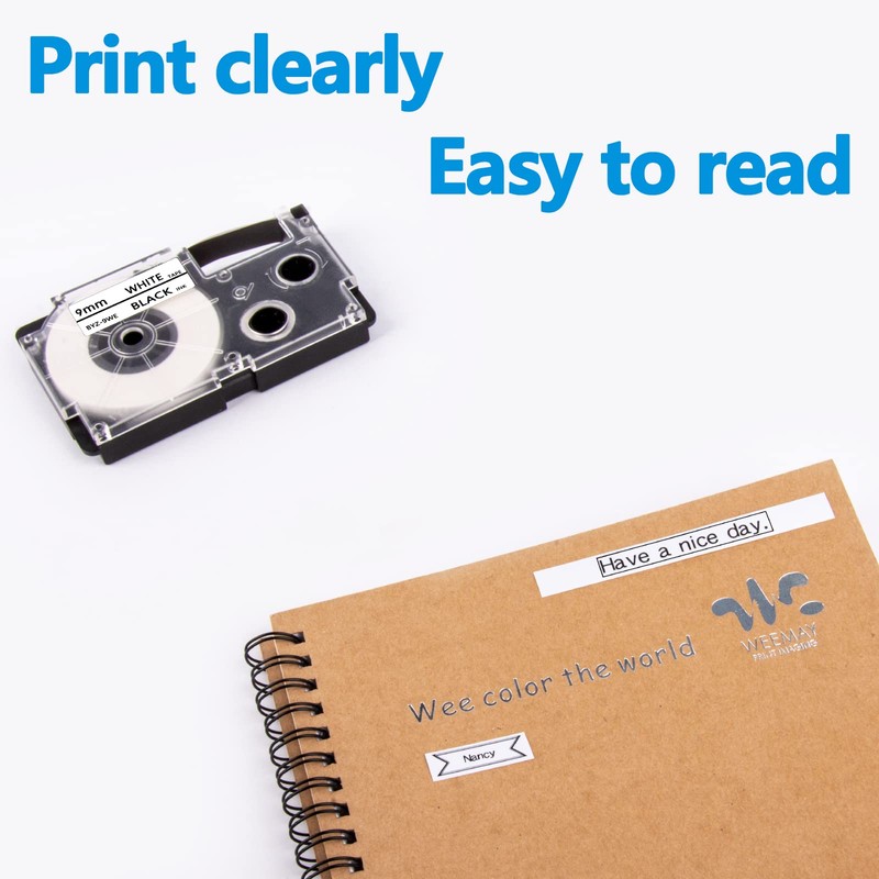 Weemay XR-9WE Compatible for Casio It Label Tape Cartridge Replacement