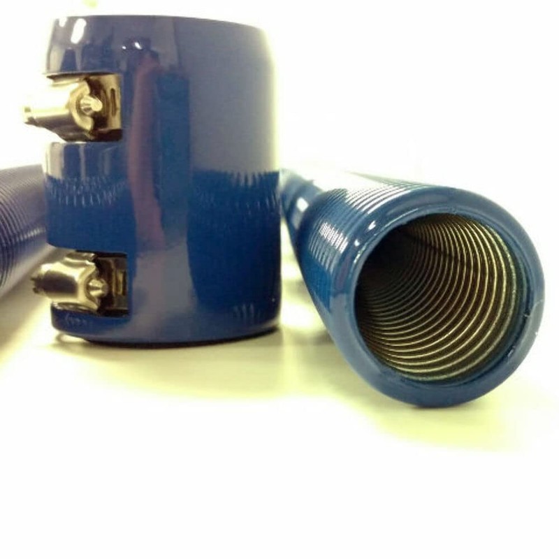 48" Blue Stainless Flexible Radiator Hose Kit w/Blue End Caps