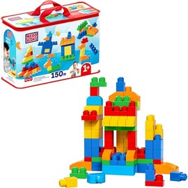 MEGA BLOKS First Builders - Juego de juguetes de bloques para niños pequeños, bolsa de construcción deluxe con 150 piezas y almacenamiento, juego crea