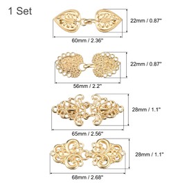 sourcing map Pack of 4 Vintage Pullover Clips Cape Closure Retro Cardigan Pullover Swirl Clip Scarf Collar Dress Shirt Brooch Clip for Women Gold Tone, Metal