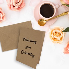 FarbenFroh by GUSTAV NEUSER 25 x Folding Card Set DIN A7 - 10.5 x 7.4 cm - with Envelopes DIN C7 in Kraft Paper Sand Brown - Small Folding Cards Blank for DIY and Printing