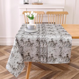 Majestic Giftware Jacquard Tablecloth for Rectangle Tables (TARSR-5490) | Aruba - Silver Elegant Design Dining Table Cover | Decorative Soft & Washable Tablecloth for Home, Kitchen & Dining (54X90)
