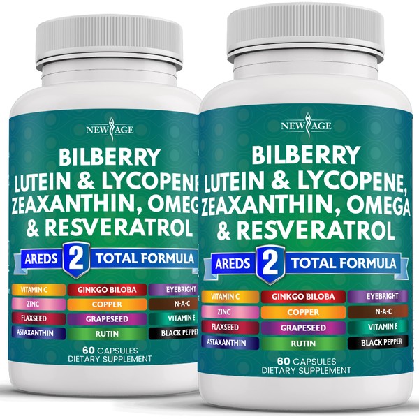 NEW AGE Eye Health Vitamins with Bilberry 300mg Lutein &