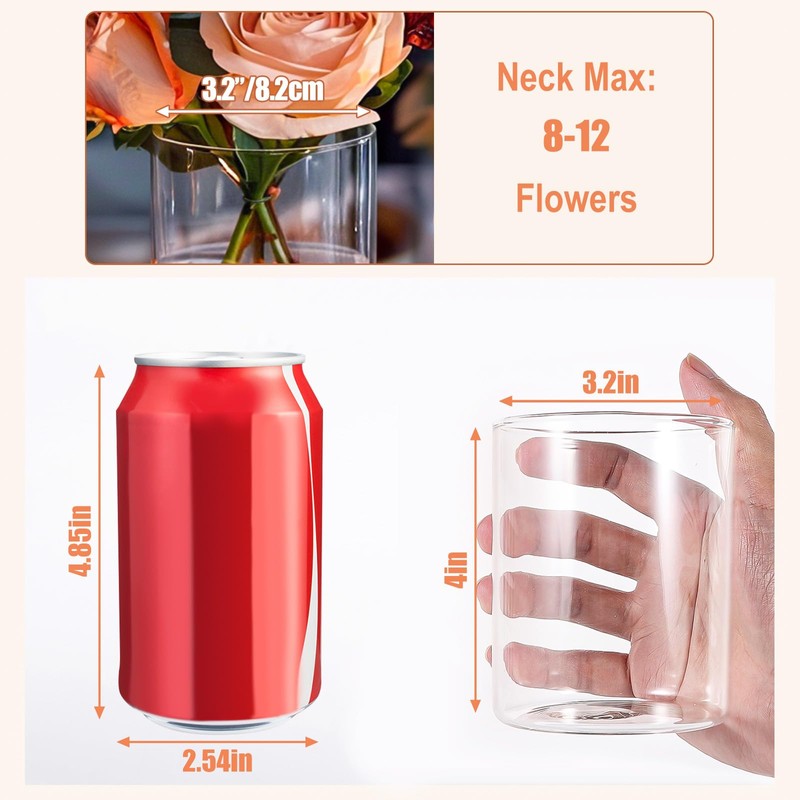 UPBUD 4 Inch Small Glass Cylinder Vases for Centerpieces |