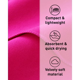 Fit-Flip Swimming towel - fast drying microfibre beach towel - ultra absorbent thin towels for travel, beach & gym - lightweight camping towel (1x 180x90cm, Deep Pink)