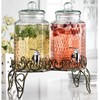 Classic Hammered Glass Beverage Dispenser with Elegant Stand (Set of