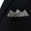 [S&W SHLAX&WING] Men's Pocket Square Gray Yellow Golden Geometric Wedding,