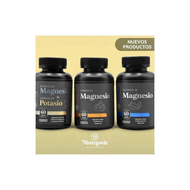 Citrato Magnesio Potasio Momosie Suplemento Alta Absorción Mujer Hombre Cápsulas