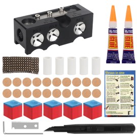 Vefungyan Pool Cue Tips Replacement Kit: 11 in1 Billiards Pool Cue Tip Repair Shaper Tool with 20pcs cue Tips 5 Chalk for Replacement