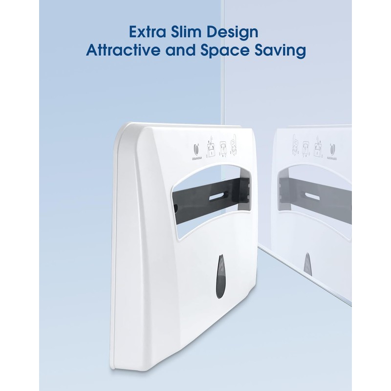 Toilet Seat Cover Dispenser (2-Pcs) Wall Mounted Compatible with Half-fold