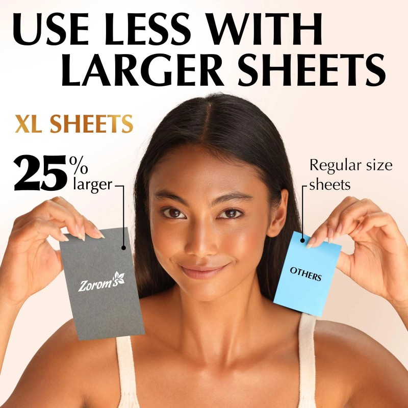 Zorom'S Natural Oil Blotting Sheets for Face with Bamboo Charcoal