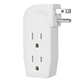 3 Way Vertical Outlet Wall Tap Outlet Splitter Extender with 3 Prong Plug for Behind Furniture, Turn One Outlet Into Three, 2 on the Right Side and 1 on the Left Side, White, ETL Listed