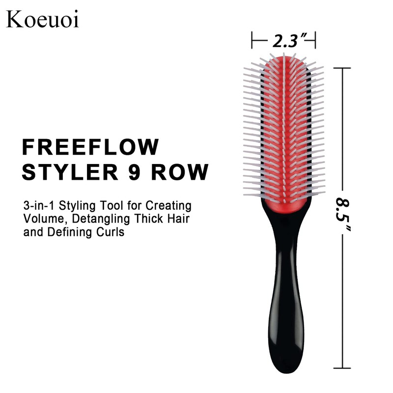 Koeuoi Classic Styling Curly Hair Brush. 9 Row Black Brush