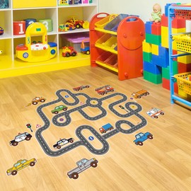 ZARROUEA Transportation Route Wall Sticker Boys Favorite Vehicles Ambulance Train Car Excavator Cartoon Train DIY Wallpaper Wall Decor Wall Decor Children's Room Kindergarten Nursery Wall Decor Wall