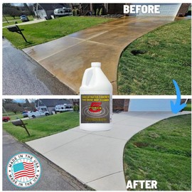 Force 5: Concentrated Outdoor, Concrete, Driveway and Sidewalk Cleaner. Remove, water stains. Dark dirt stains. Heavy Duty. Garage Floors & Warehouse. (1 Gallon)