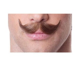 Small Handlebar Mustache Color Brown - Sepia Costume Wigs English Style Villain Upturn Human Hair Fiber Lace Back Face Lip Fancy Dress London #933