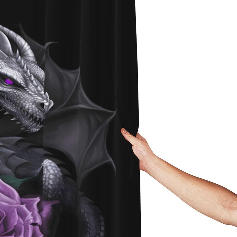 WUWOLI Silver Dragon Rose Shower Curtain, 72 x 72 Inch