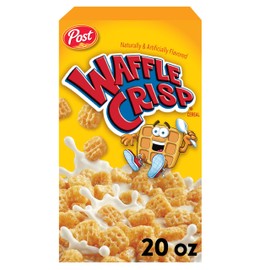 Waffle Crisp Breakfast Cereal, Sweetened Waffle Shaped Cereal, 20 OZ Box