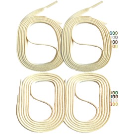 SNORS 2 Pairs of Waxed Round and Flat Shoelaces, 18 Colours, 45-150 cm, Tear-Resistant, Stable, Cotton Shoe Laces for Business, Leather Shoes, Boots, cream