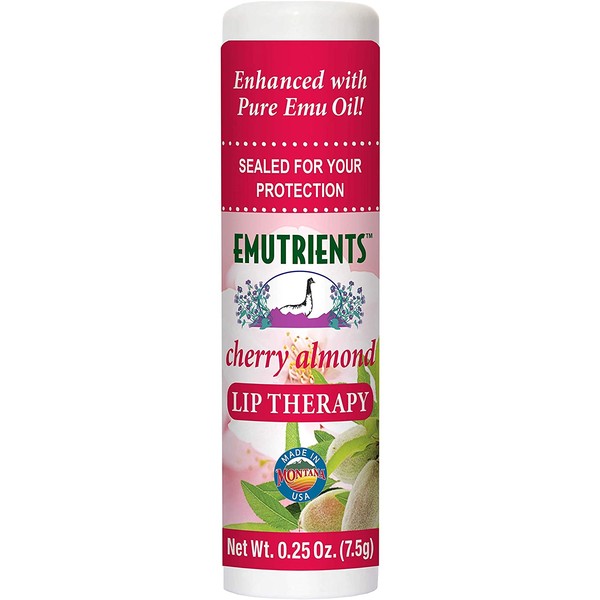 Montana Emu Ranch - Lip Therapy Lip Balm - 0.25 Ounce - Cherry Almond Flavor - Made with Pure Emu Oil
