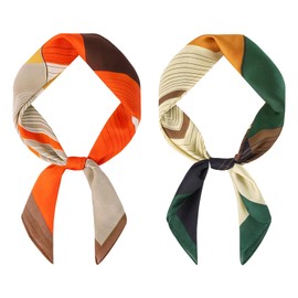 Scarf for Men, 2 Pcs Mens Scarves Square Satin Silk Like Scarf Lightweight Neck Scarf Bandana Fashion Gifts for Men Casual Formal Business(Dotset)