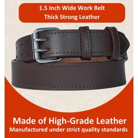 Full Grain Leather Double Prong Belt - 12-13 oz Heavy Duty Belt for Work, Concealed Carry, and Everyday Use (Brown, 44)
