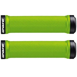 Spank Spoon Grips-Locking Mountain Bicycle Grips (Green, 130mm Length), Mountain Bike Grips, Mountain Bike Handlebar Grip with End Caps, Handlebar for Bicycle, Anadoized Alloy Clamp Rings