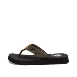 Yellow Box Women's Benji Wedge Sandal, Olive, 11