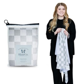 Blair Co Microfiber Hair Towel Wrap for Women - Anti-Frizz Quick Dry Hair Wrap for Long Hair - Turbie Twist Hair Towels for Women, Hair Drying Towel Wrap, Hair Turban Towel-Greige Checkered