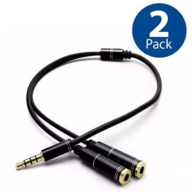 MSronic 3.5mm Audio Mic Splitter Y Cable Headphone Adapter 1 Male Jack To 2 Dual Female