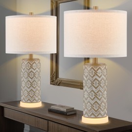 Kyrid 22'' Farmhouse Table Lamps Set of 2, Nightstand Lamps for Living Room and Bedroom, Rustic Lamps with Energy-Saving LED Bulbs Included