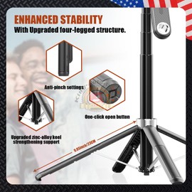 Royal Auto parts 71''Smart Tracking Selfie Stick & Tripod Stand with 360°Rotation 2LED Fill Light