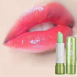 Bálsamo Labial de Aloe Vera que Cambia de Color - Brillo Labial Hidratante y Humectante para el Cuidado de los Labios - Color Único Sensible a la Temp