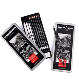 ImpactSketch Charcoal Pencil Set - 11 Pcs for Drawing & Sketching | Includes 4 Shades, Sharpener, Eraser & Tortillons | Professional Quality Art Supplies for Artists & Students