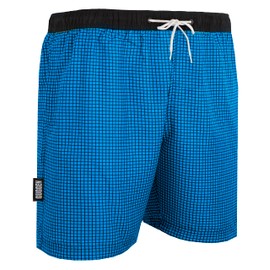 Guggen Mountain Swimming Trunks for Men, Quick-Drying Swimming Shorts Style 6 with Drawstring Beach Shorts, Board Shorts, Swimming Trunks for Men, Checked, Blue, Purple, Red, Brown, Green - xxl